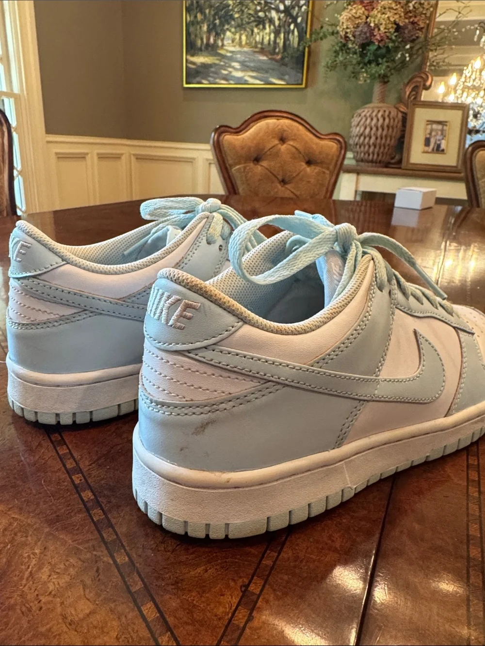 Nike dunks Kids Low-Top Sneakers in Light Blue and White